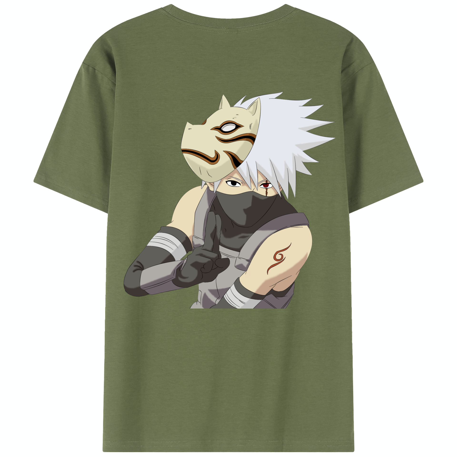 （画像用） NARUTO -ナルト- はたけ カカシ Hatake Kakashi 綿100％半袖Tシャツ（背面プリント）